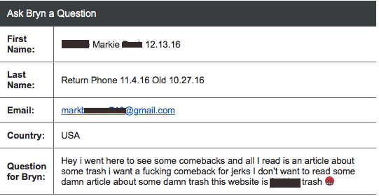 An Email I received from a jerk