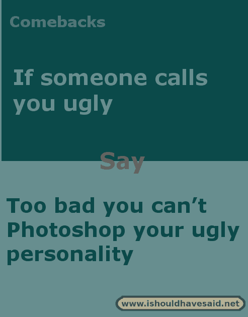 Comebacks When Someone Calls You Ugly I Should Have Said