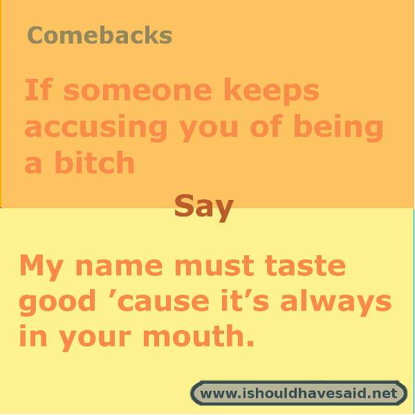 Here's a great comeback if someone calls you a bitch. Check out our top ten comebacks lists.| www.ishouldhavesaid.net