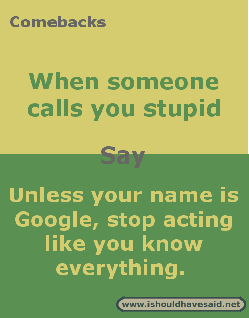 What To Say When Someone Calls You Stupid I Should Have Said