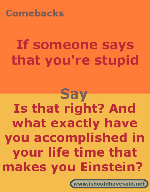 What To Say When Someone Calls You Stupid I Should Have Said