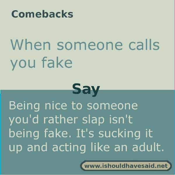 Comebacks When Someone Calls You Fake I Should Have Said