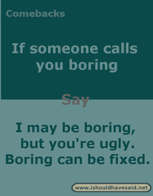 Clever Comebacks If Someone Calls You Boring I Should Have Said